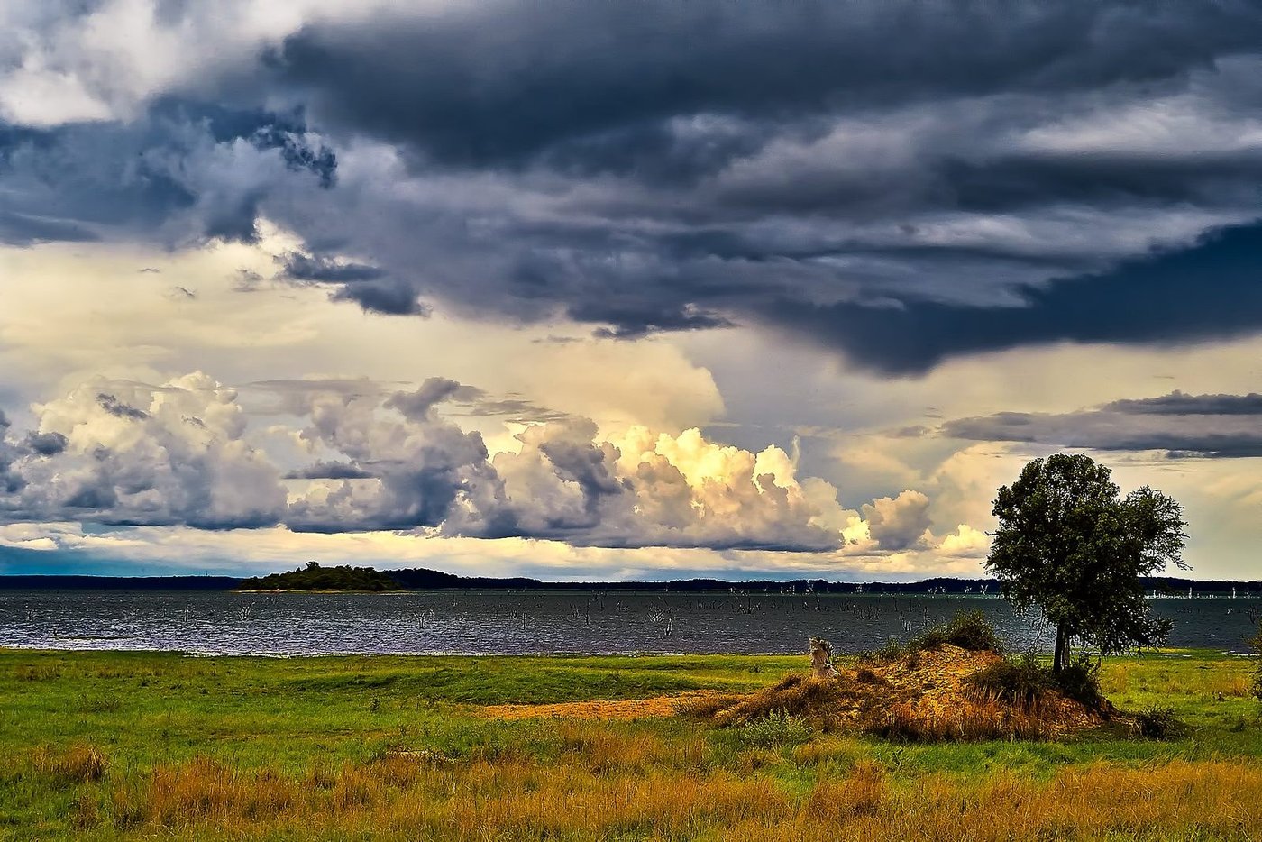 Storm clouds gather over Lake Itezhi-Tezhi at Konkamoya Lodge in Kafue.
